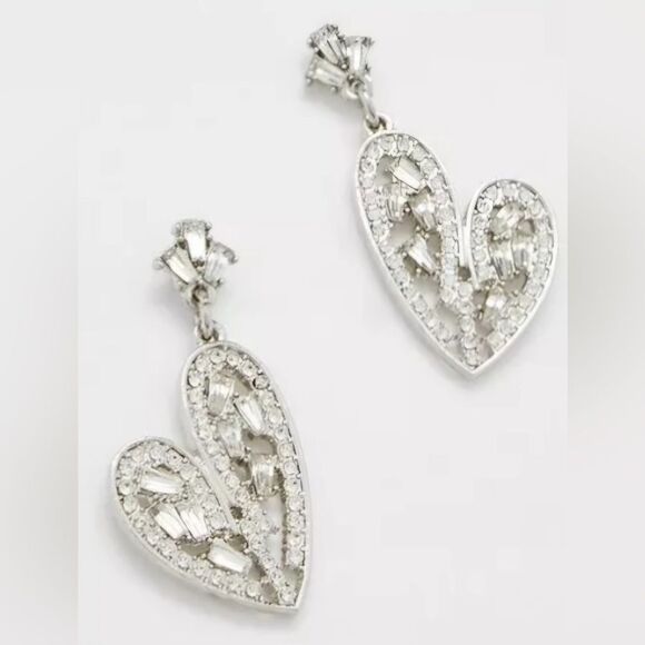 Silver Heart Earrings N1555 - Picture 1 of 4